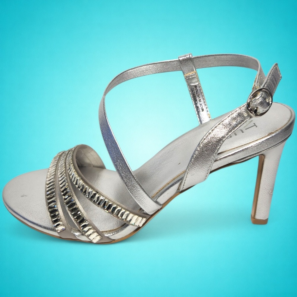 New Women's Naturalizer Kimberly Y2 Silver Sparkly Heel Sandals, Size 6.5 M